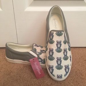 Bucket Feet Canvas Owl Print Shoes